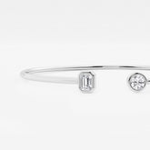Lala Round and Emerald Lab Grown Diamond Open Bangle Bracelet